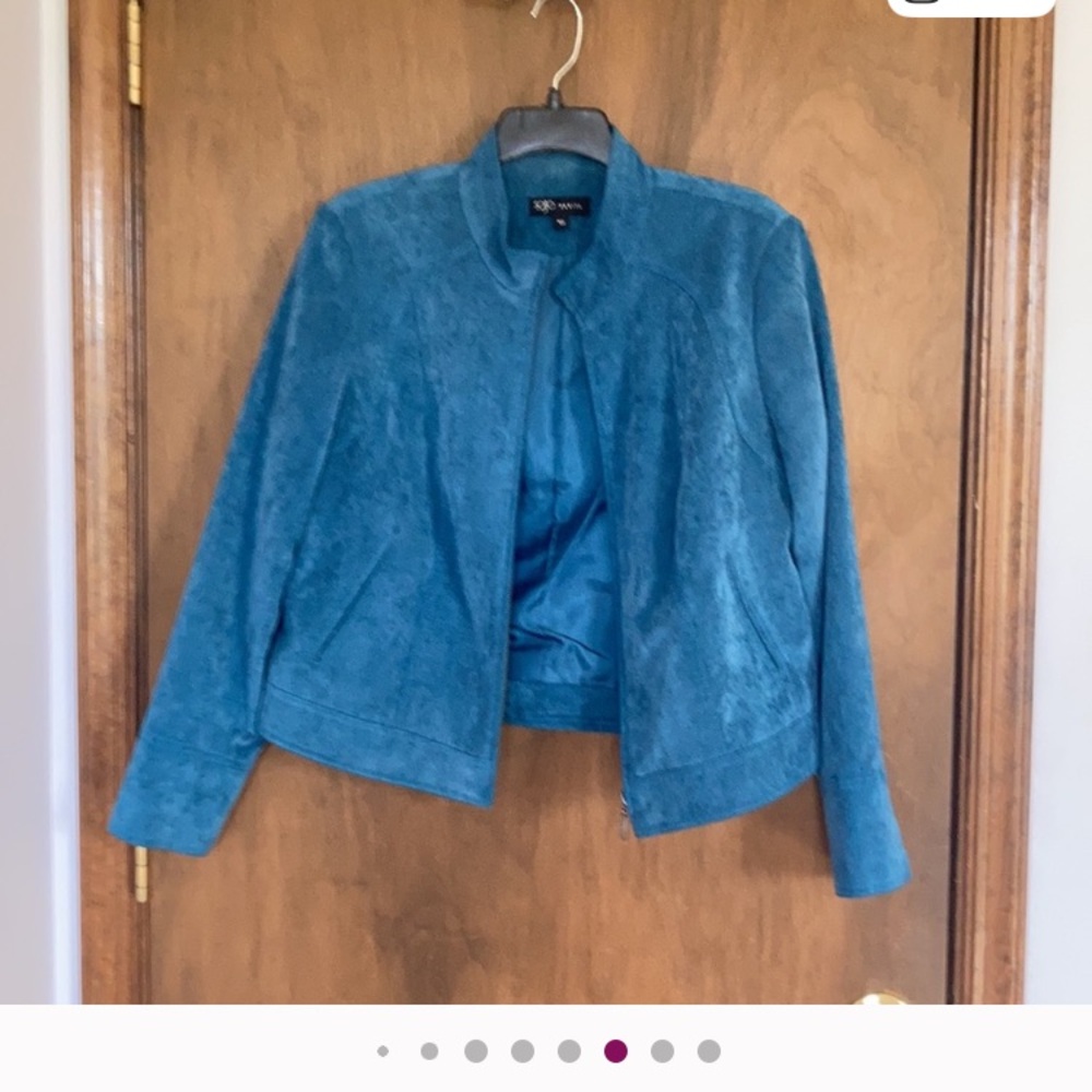 Vintage 90s collarless jacket lined hidden shoulder pads office business casual - Picture 10 of 17